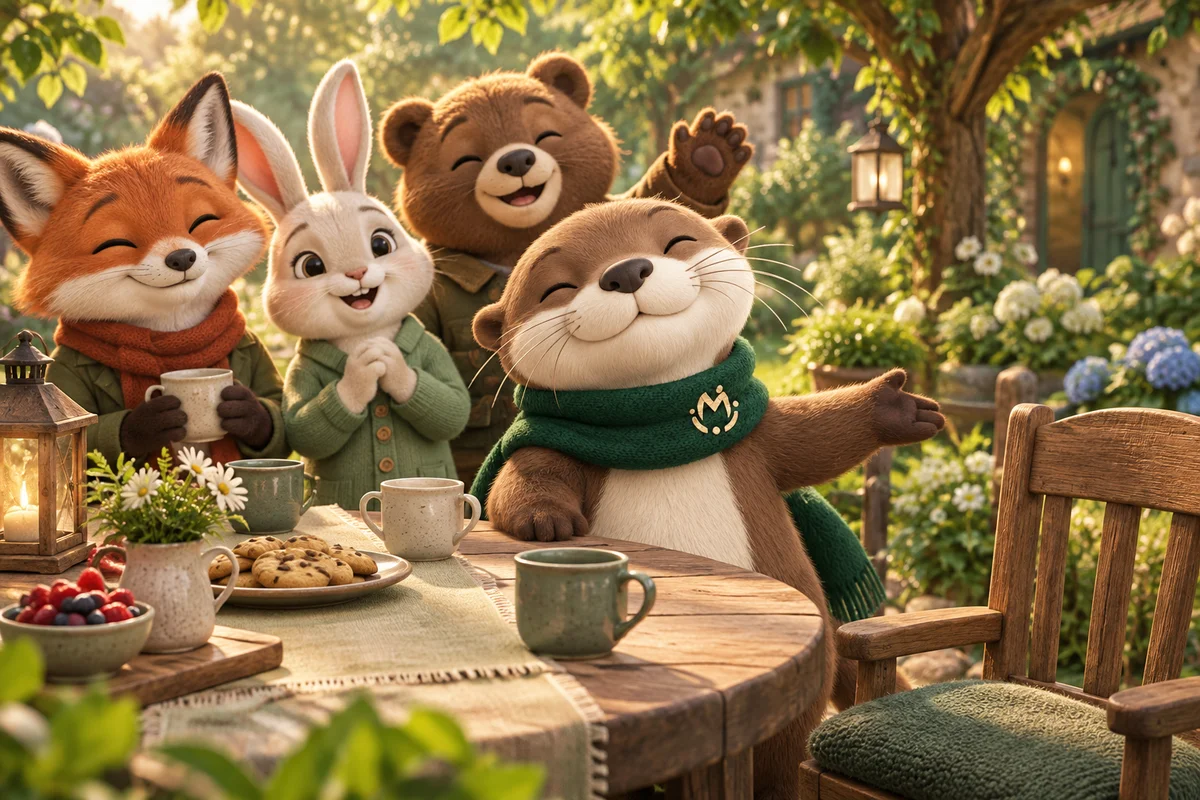 Otto and his animal friends welcome a newcomer to an empty chair at their table